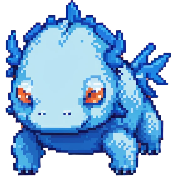 blue Minecraft axolotl, authentic blocky style and proportions, pixel art emoji