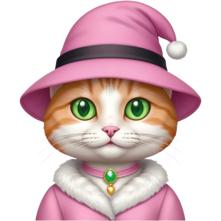 Cat in a hat wearing a pink gown emoji