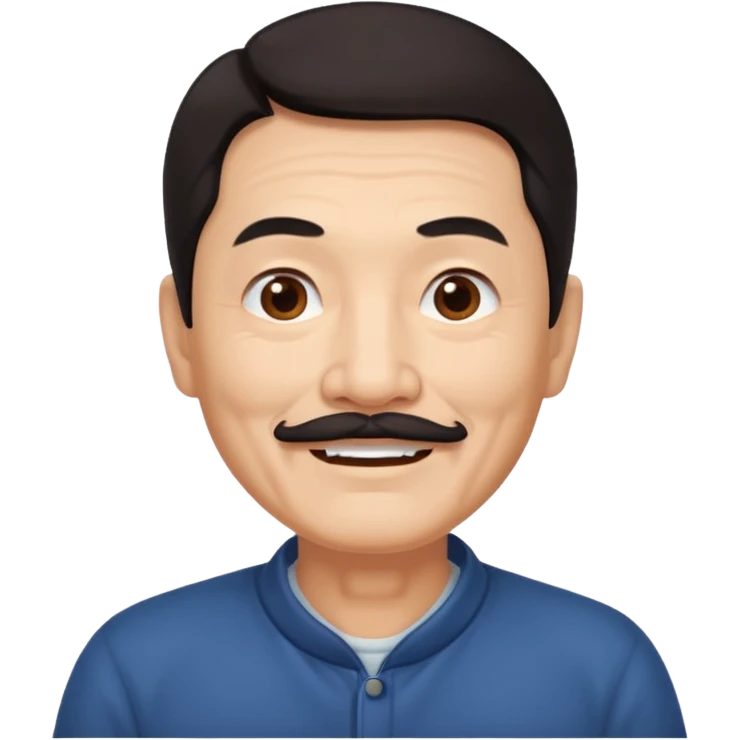 Older Chinese man with dark hair and full turn down mustache emoji