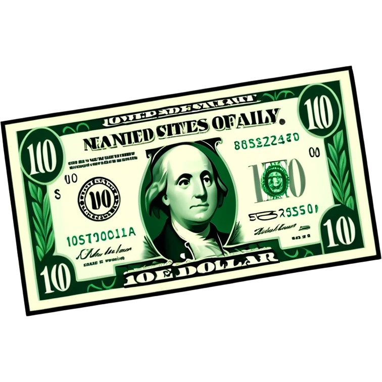 3D realistic US 100 dollar bill sticker, slight perspective, centered, clean cutout, transparent background, no text, no watermark emoji