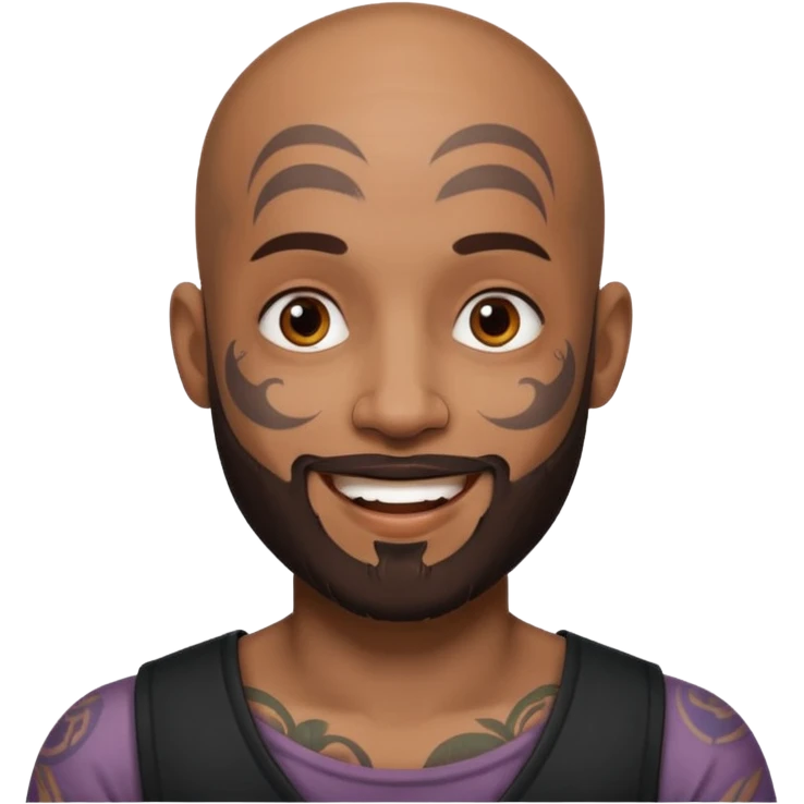 bald bearded man with face tattoo emoji