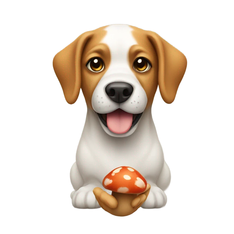 Dog holding mushroom emoji