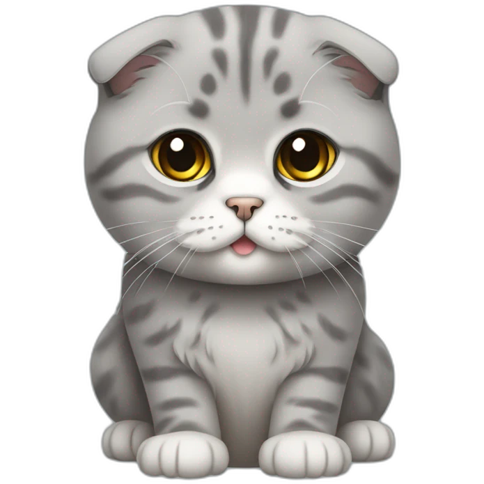 Scottish Fold Cat long hair all grey emoji