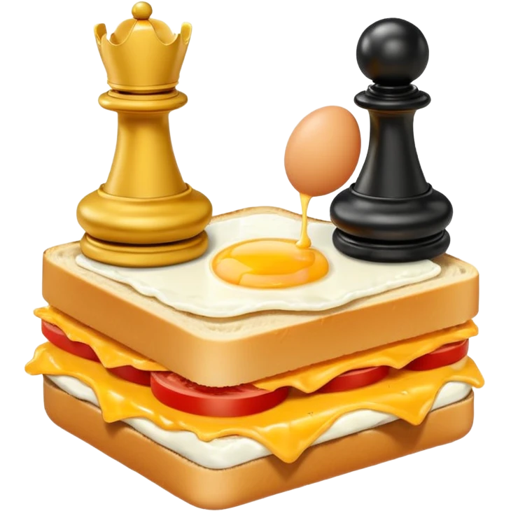 Chess pieces boxing on an egg sandwich emoji
