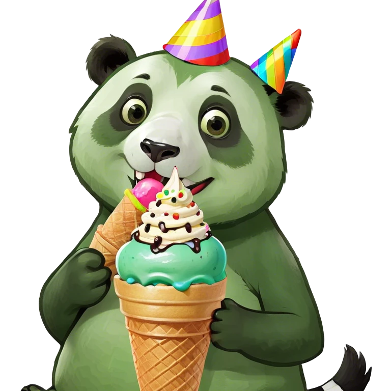 Panda eating ice cream emoji