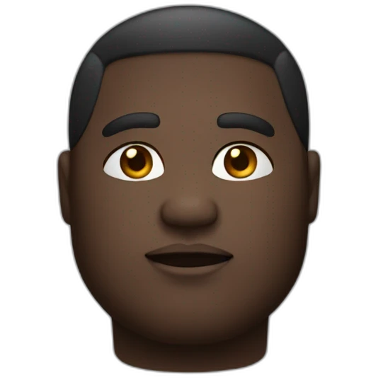 a man with dark skin, chubby face and gradient cut with a chain around his neck emoji