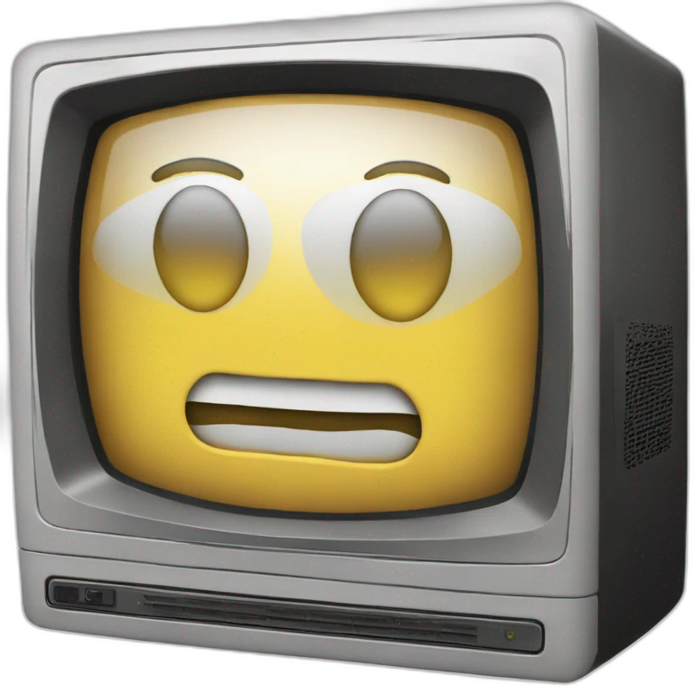 old tv with html code like a hacker emoji