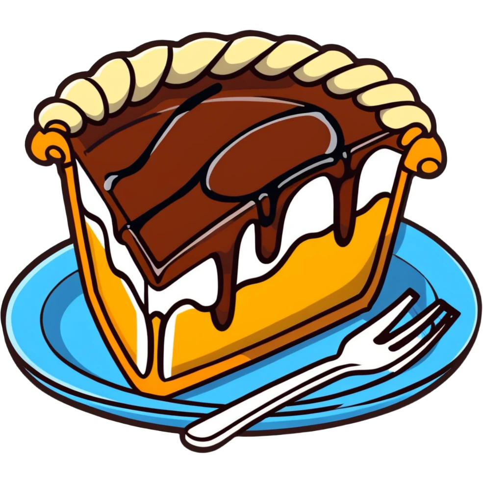 piece of pie drizzled in chocolate emoji