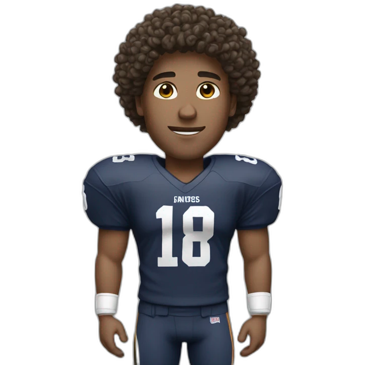 Quarterback with curly hair and white complexion emoji