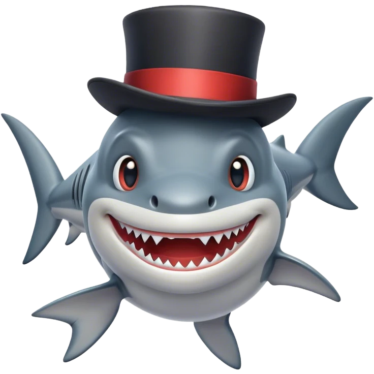 Shark with a top hat emoji