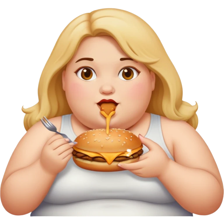 Fat girl with food emoji