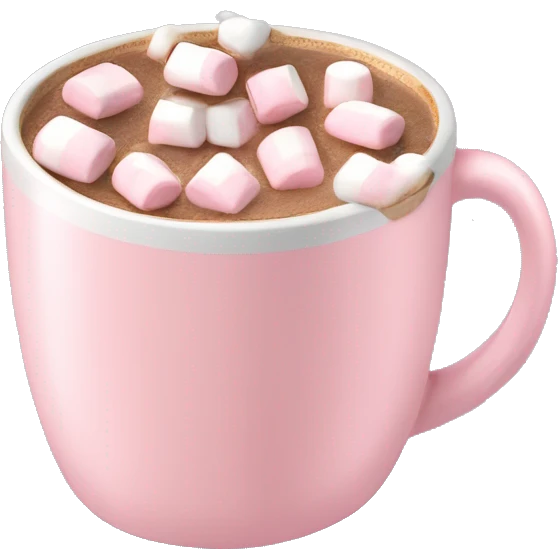 Light Pink mug of hot chocolate with marshmallows  emoji