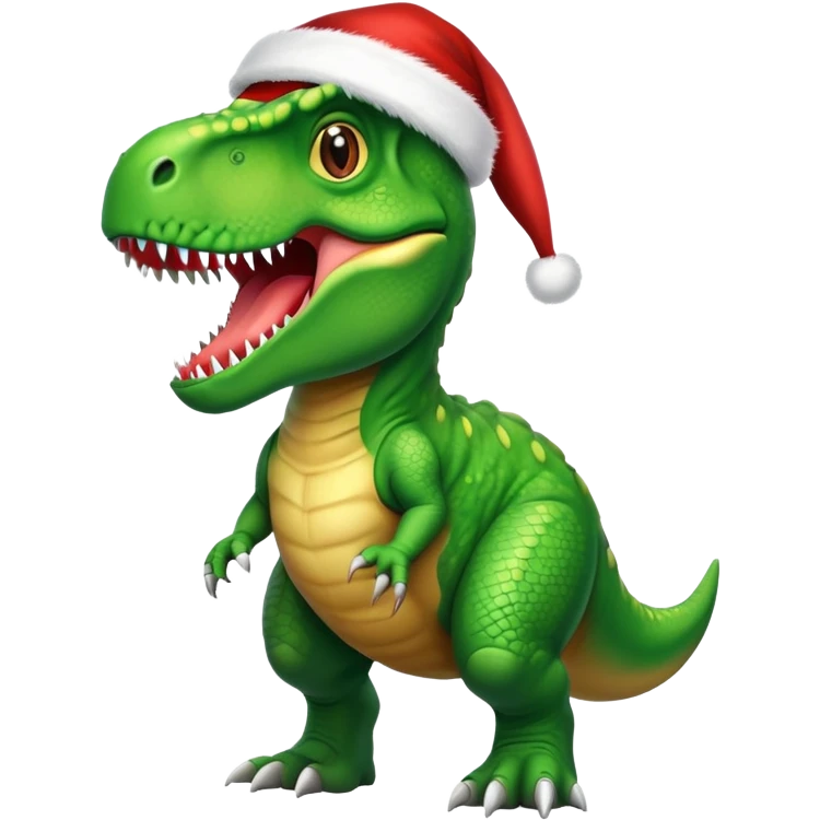 T-rex wearing a Santa hat  emoji