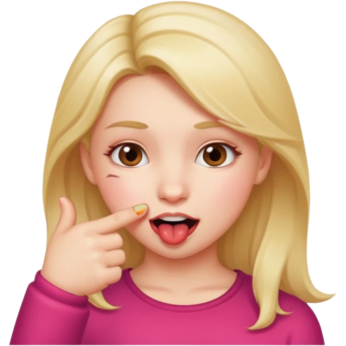 Una chica que tenga una cara y que se muerda el dedo índice  emoji