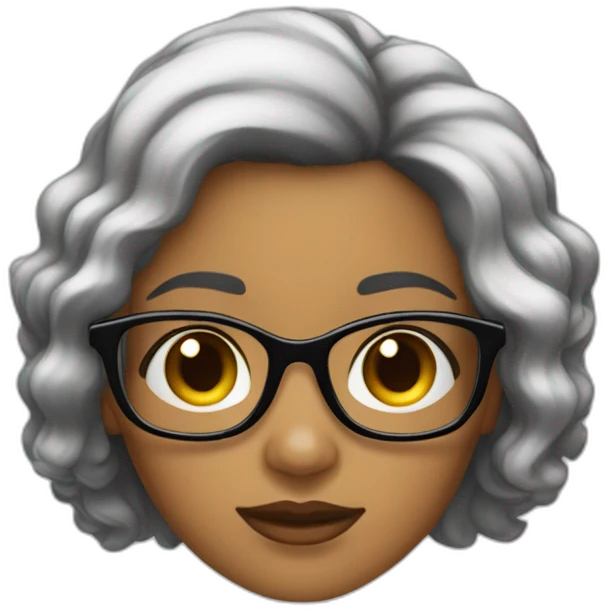 mujer bonita pelo negro con pelo tomado y lentes opticos emoji