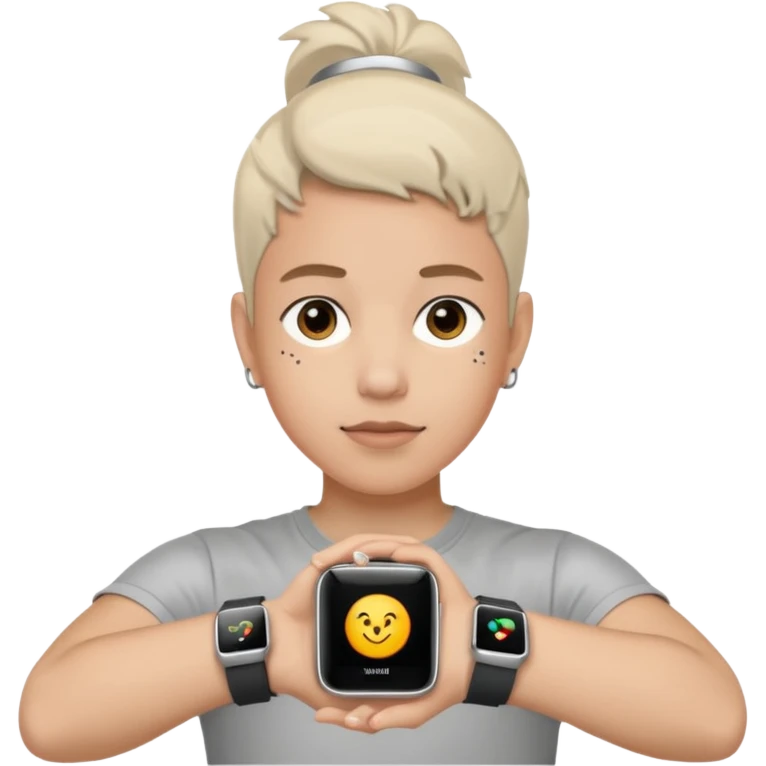 Young person wearing a smartwatch emoji