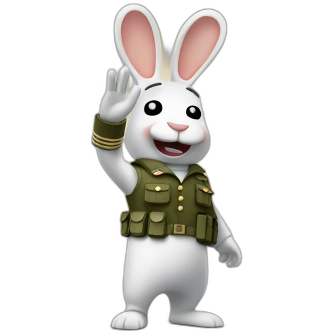 Raving rabbids doing military Salute emoji