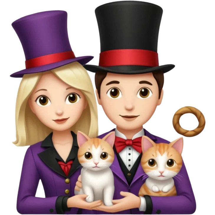magician couple and their pet cat emoji
