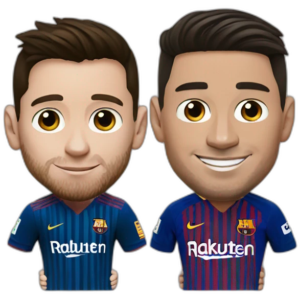 Realistic Leo Messi and realistic Cristiano Ronaldo huging emoji