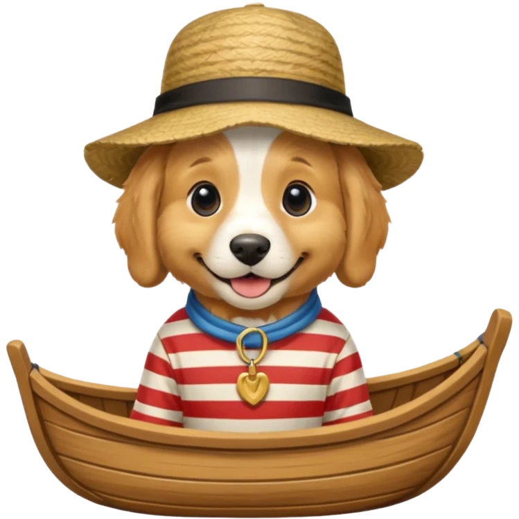 dog wearing gondolier striped shirt and hat emoji