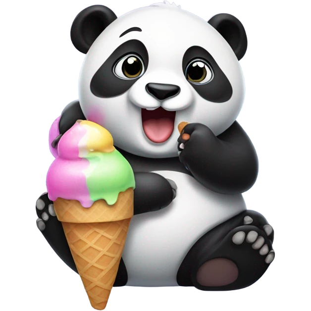 Panda eating ice cream emoji