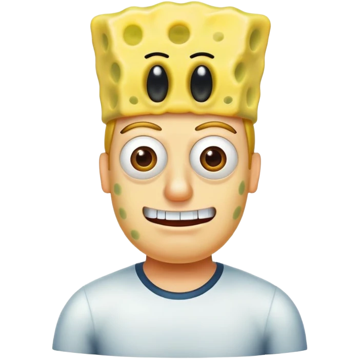 Man with spongebob facd emoji