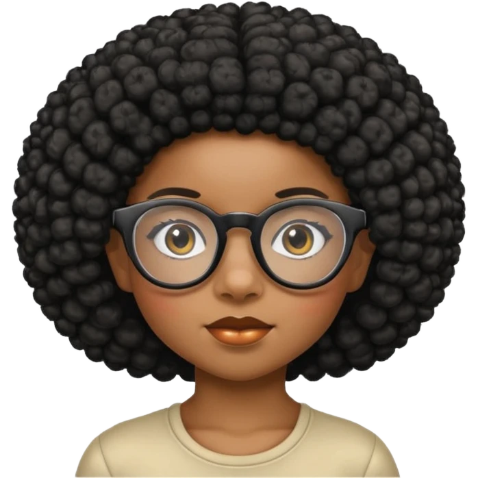 Child ebony girl with glasses and Afro  emoji