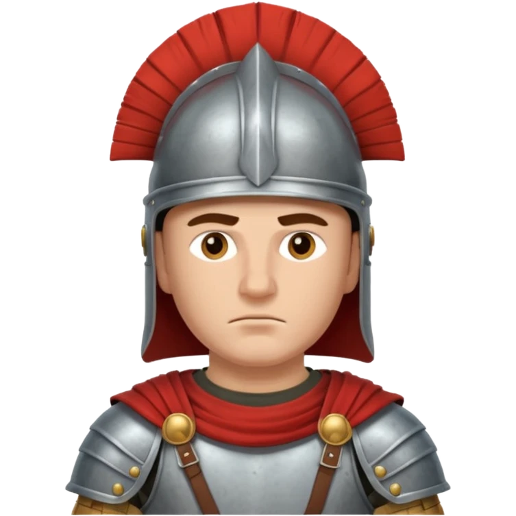 Emoji portrait of a Roman legionary. Helmet, armor, stern expression. emoji