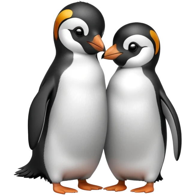 Two penguins hugging each other emoji