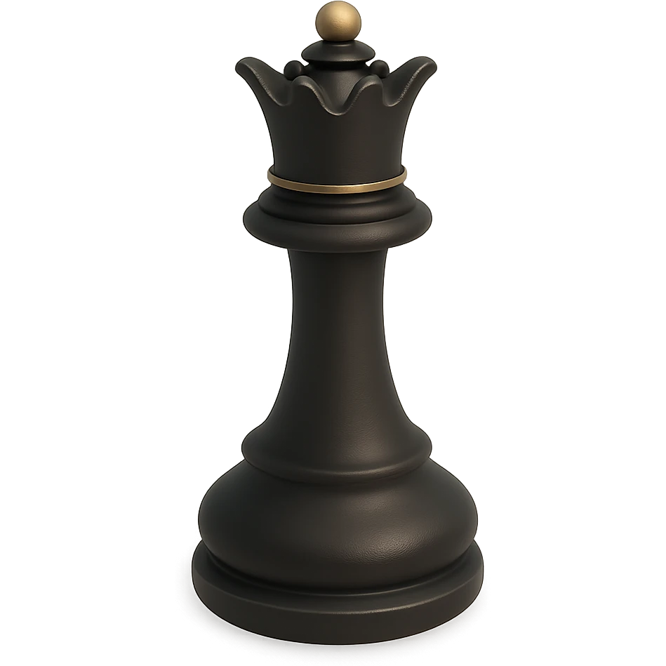 a chess queen, classic design, 3D black style emoji