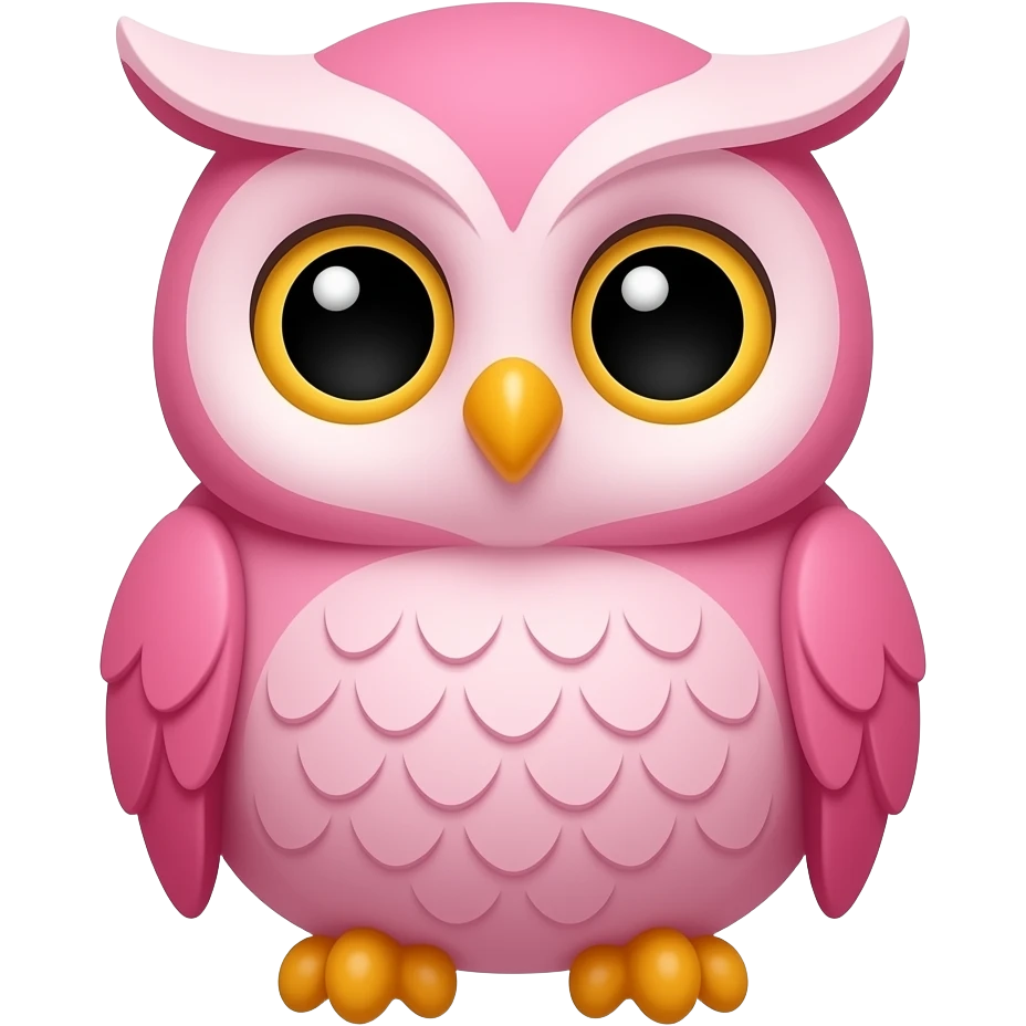 a cute, detailed pink owl emoji
