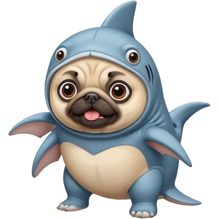 Pug wearing a shark costume  emoji
