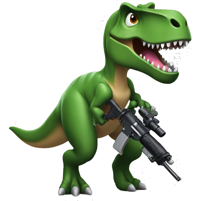 T-Rex with a mini gun emoji