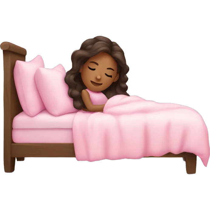 A brunette girl slepping cozy with a vibe pink emoji