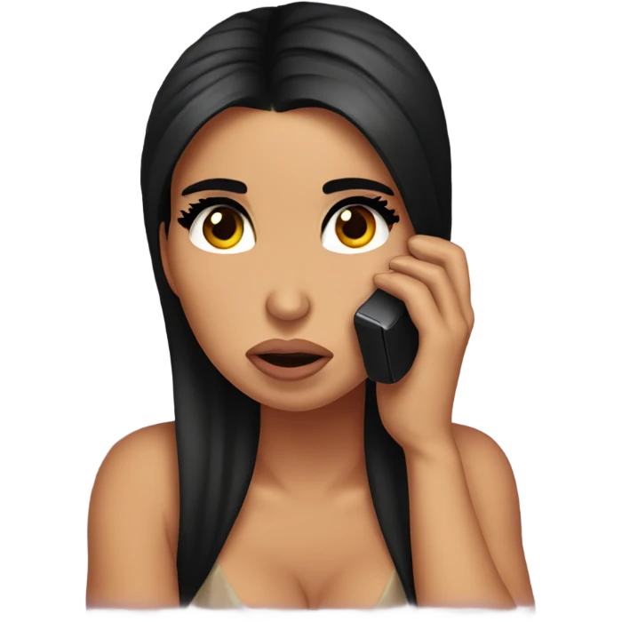 Kim Kardashian is crying and talking on the phone emoji