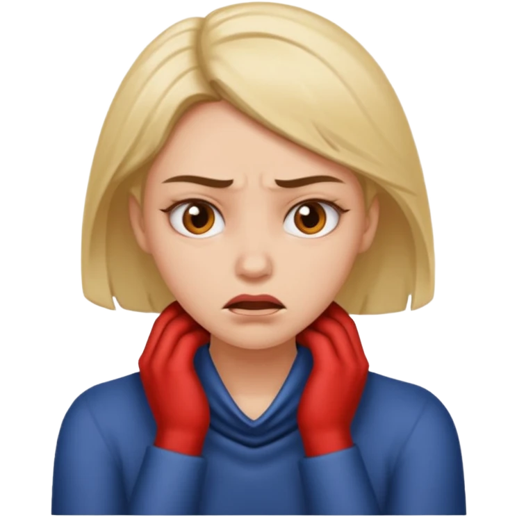 woman w her hands on her neck looking mad emoji