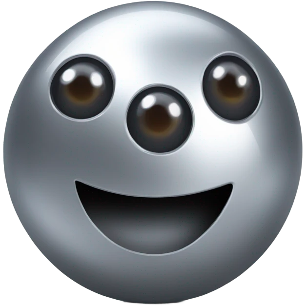 Metal ball with oval-shaped eyes driving on 4 car wheels emoji