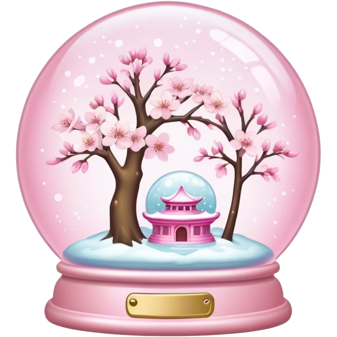 Pastel pink snow globe，Cherry blossom，Pearlescent emoji
