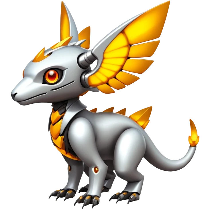  exotic futuristic warm-colored modern cyber-Fakémon-Digimon-Trico-creature emoji