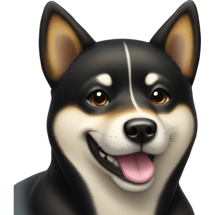 Black Shiba Inu grinning face with sweat emoji