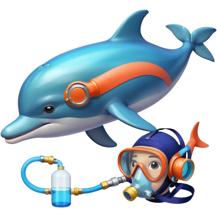 A brave dolphin in diver mask and oxygen tank, exploring coral

 emoji