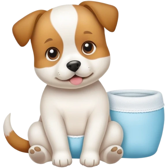 dog learning to wear a diaper, potty training emoji