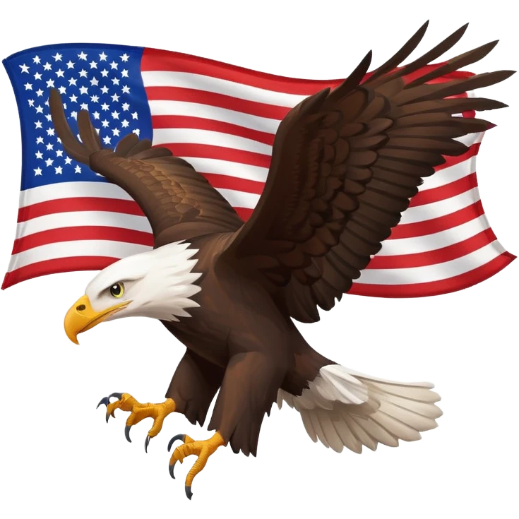 bald eagle with American flag, Fourth of July theme emoji