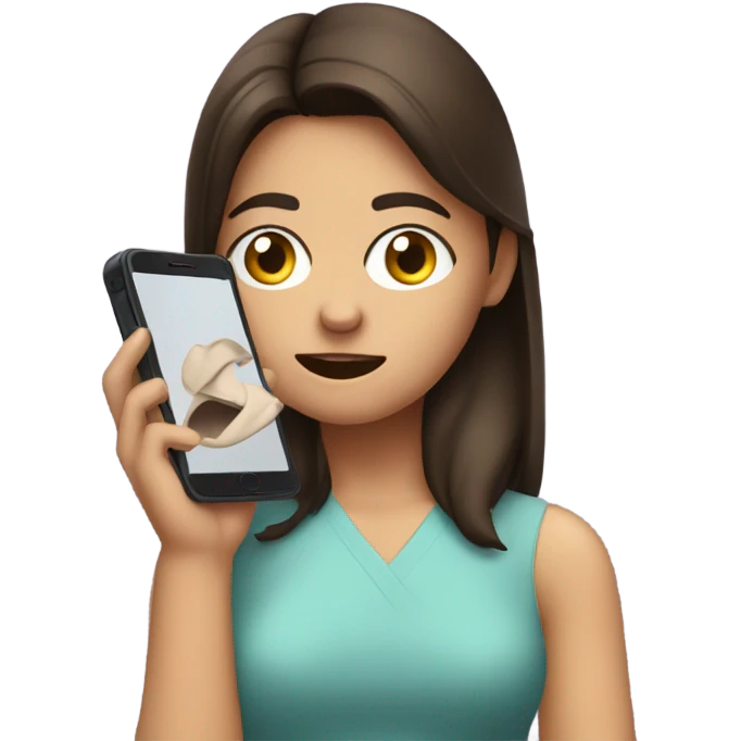 Brunette annoyed Girl calling emoji