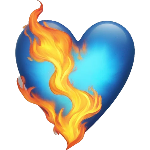 sky blue heart and fire  emoji
