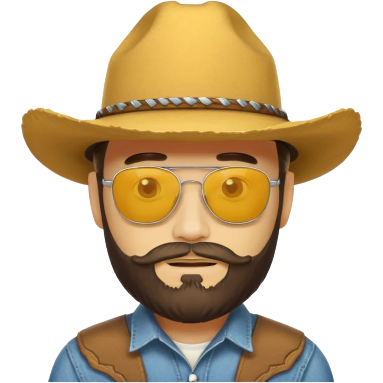 A bearded yellow face with sunglasses and a cowboy hat emoji