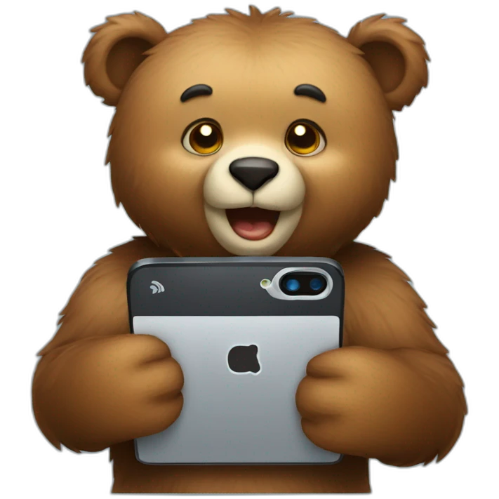 A bear with smartphone  emoji