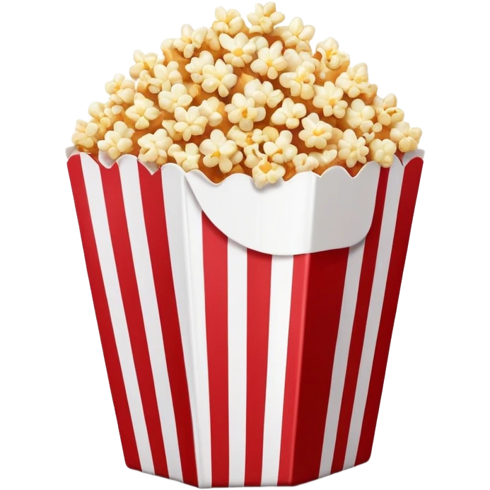 minimalist sweet popcorn emoji style, red and white popcorn box, caramel popcorn emoji