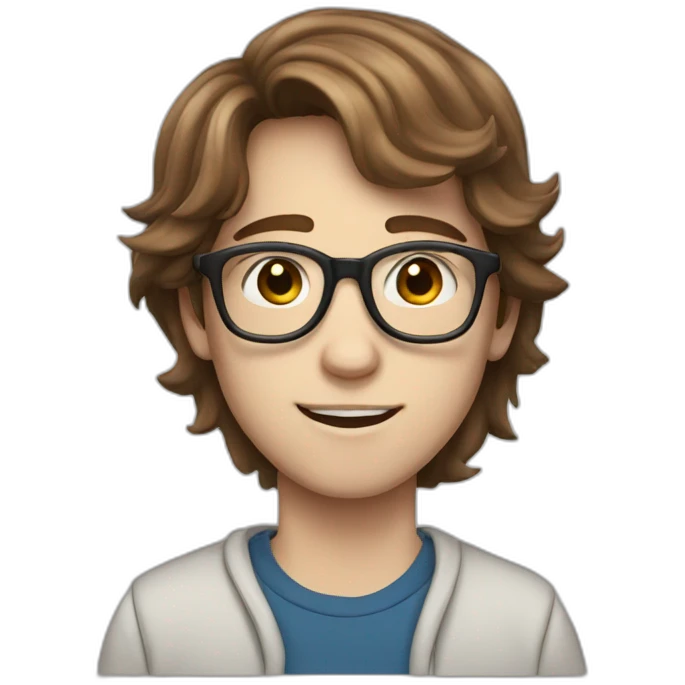 a white skinned teen boy with glasses and brown hair emoji