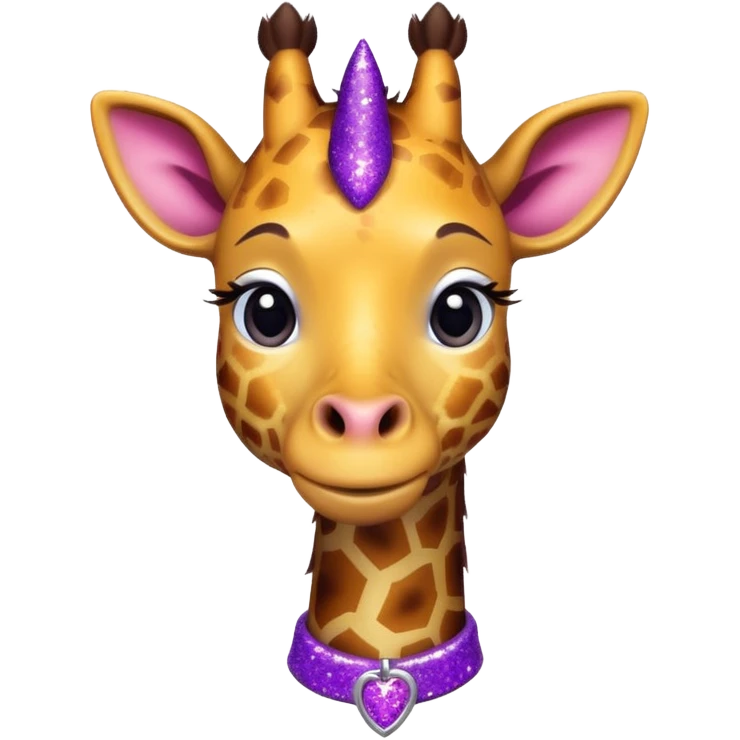 Girafa com colar roxo com glitter emoji
